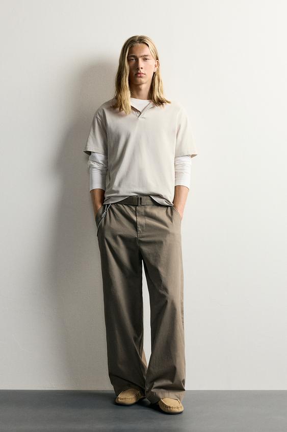 PANTALON DÉCONTRACTÉ AVEC CEINTURE - SMOKED TOFU de Zara - Image 0
