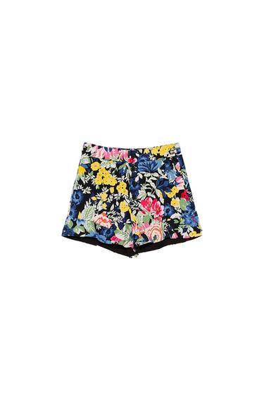 PRINTED RUFFLED BERMUDA SHORTS