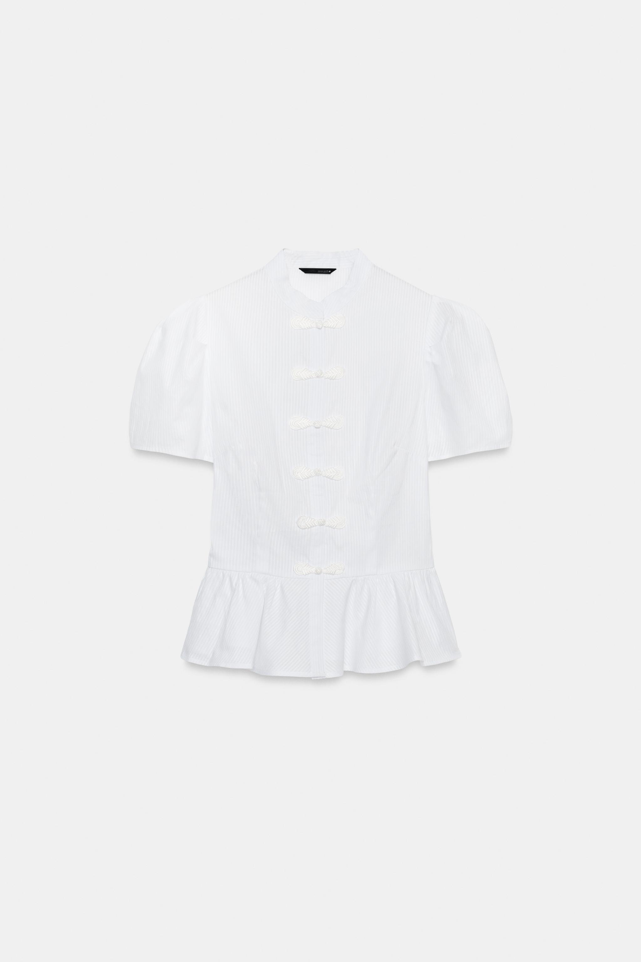 FROG FASTENING PEPLUM SHIRT