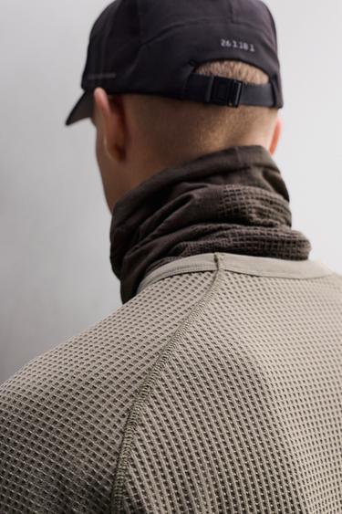 WAFFLE-TEXTURE T-SHIRT WITH POCKET - Mid-camel by Zara - Image 5