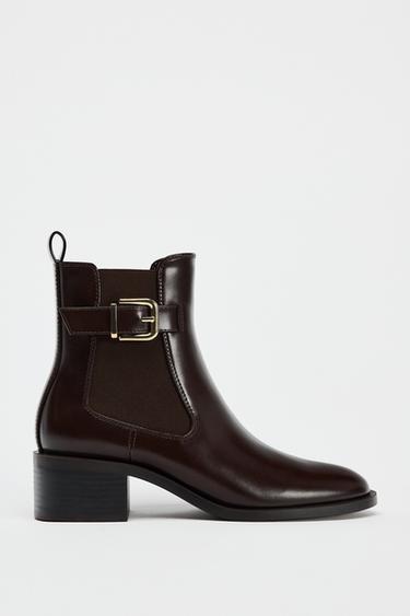 BUCKLED CHELSEA BOOTS - Chocolate Brown by Zara