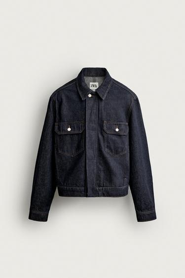 CAZADORA DENIM CROPPED FIT CREMALLERA - Índigo de Zara