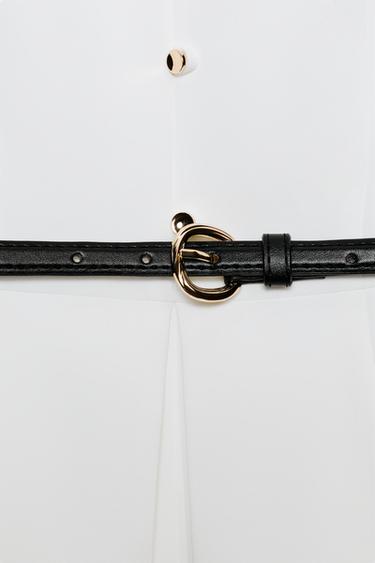 MIDI DRESS WITH BELT - Oyster-white by Zara - Image 8