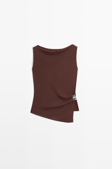 Zara 100% cotton knit top - Eggplant - Image 0