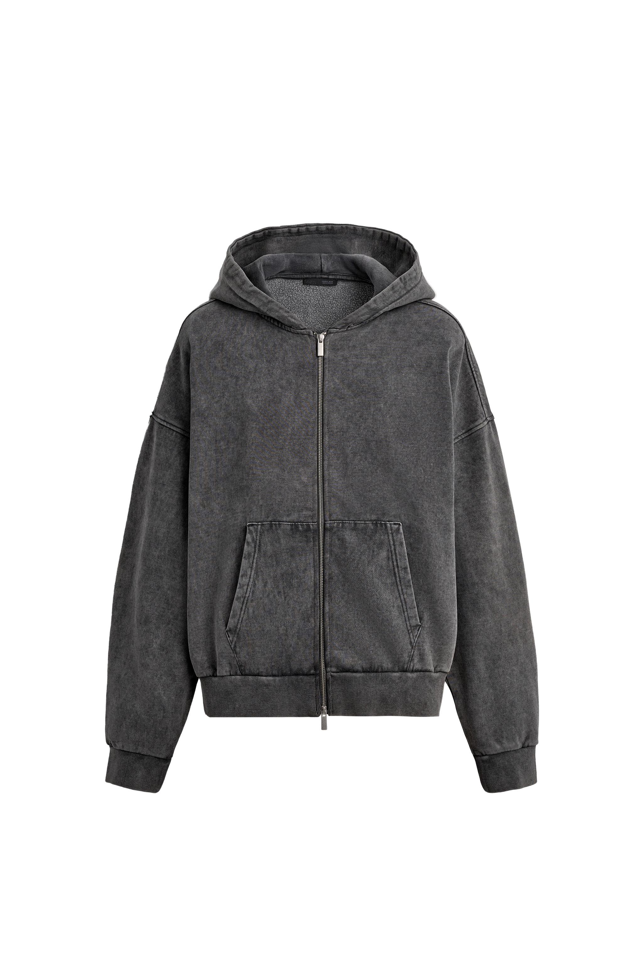 ウォッシュドジップアップフーディ - グレイッシュ | ZARA Japan / 日本