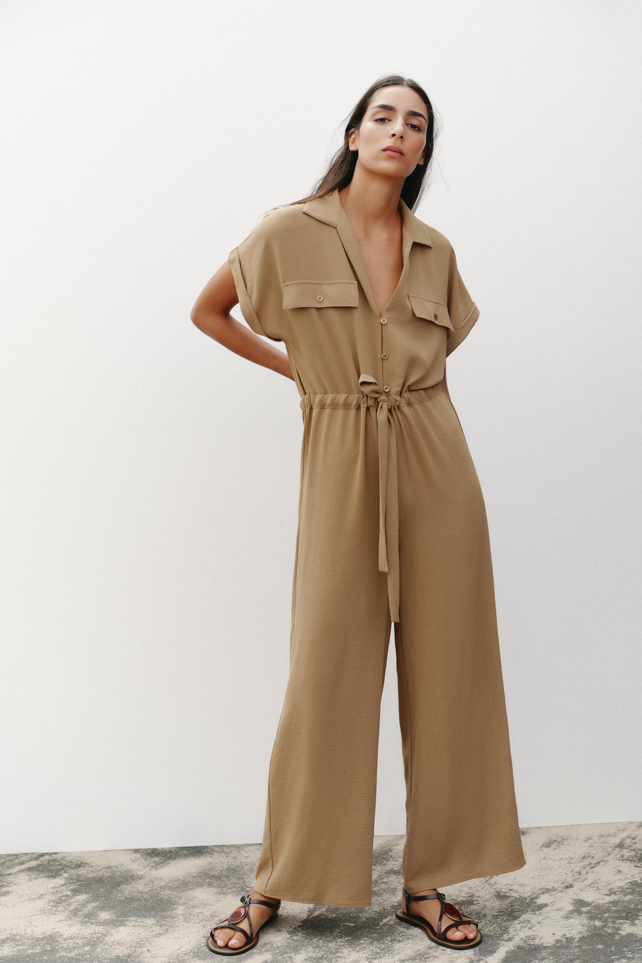 フルイドジャンプスーツ、ポケット付き - カーキ | ZARA Japan
