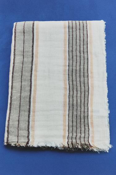 CHECK LINEN THROW - striped by Zara