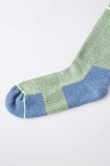TEXT PRINT LONG SOCKS — Green / Blue 2