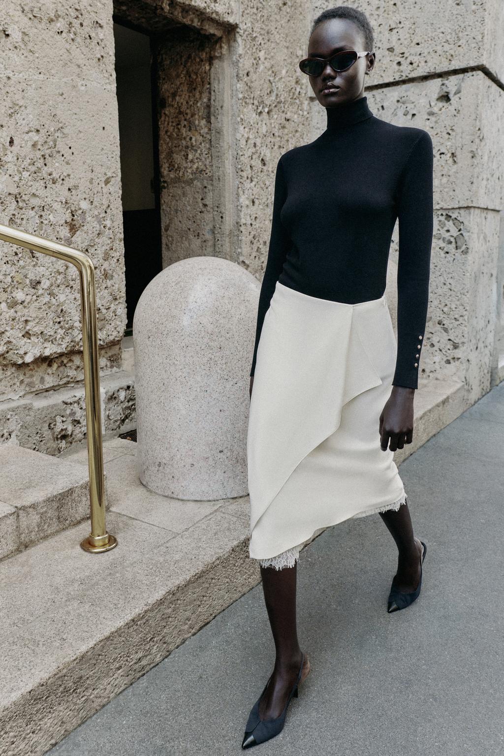 LACE WRAP MIDI SKIRT
