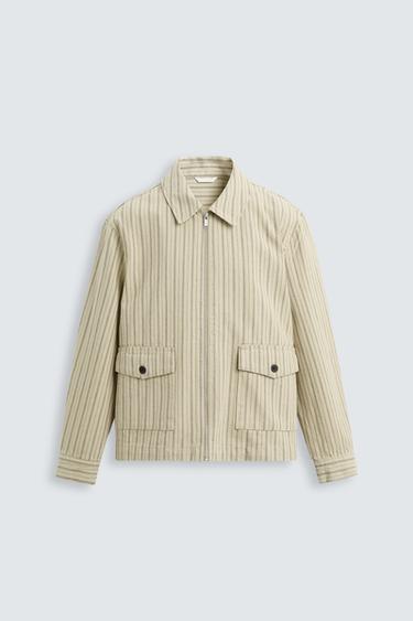 Zara HERRINGBONE STRIPE OVERSHIRT - striped