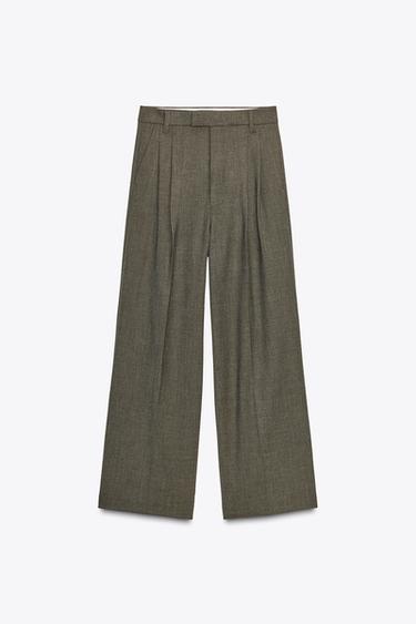 PANTALÓN PINZAS ZW COLLECTION - kaki-med de Zara