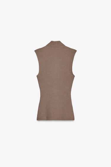 T-SHIRT RIB BRUTE - Rose craie de Zara - Image 7