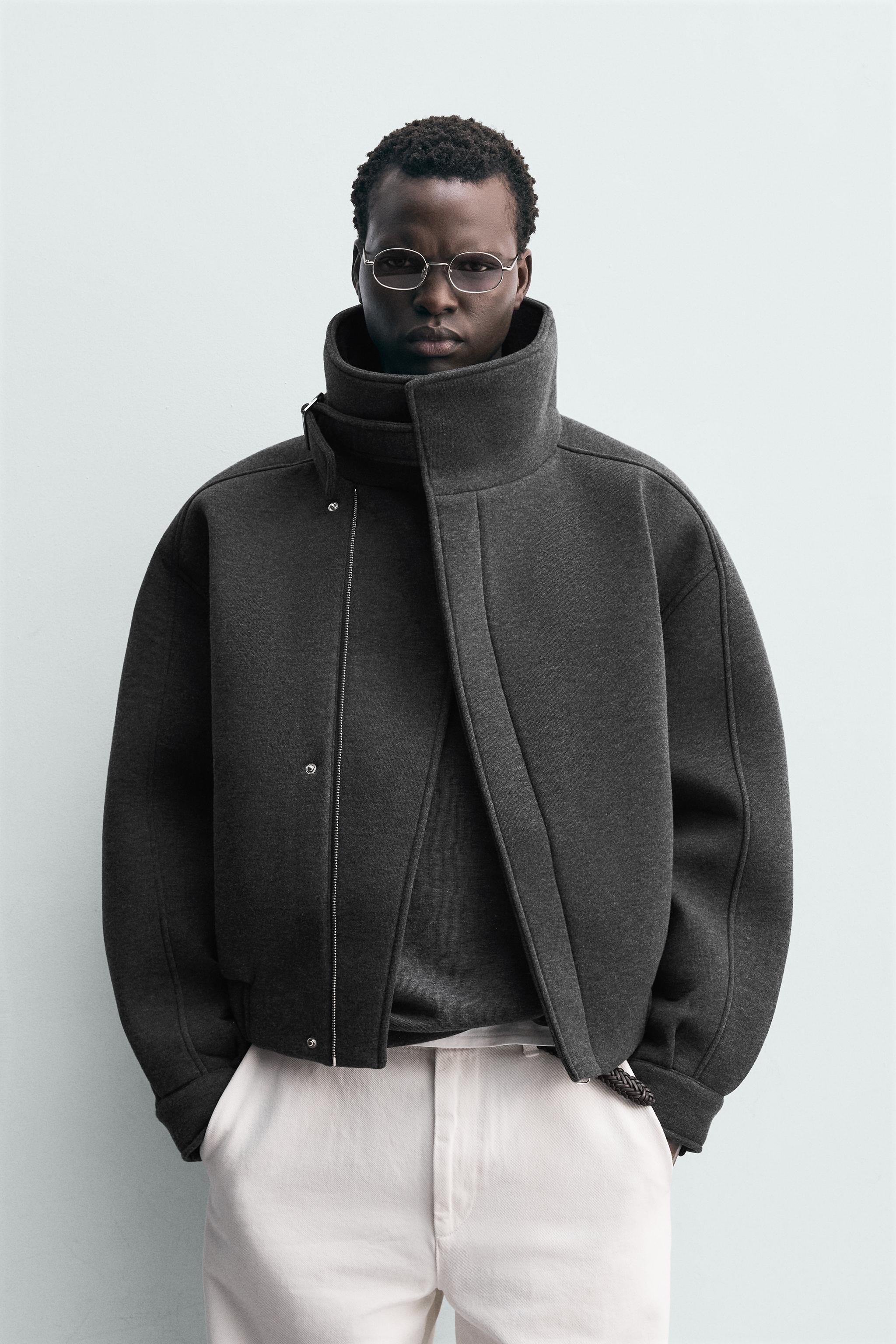 TECHNICAL WRAPAROUND COLLAR JACKET - Dark grey | ZARA India