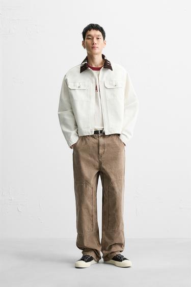 VESTE EN DENIM À COL IMPRIMÉ ANIMAL - Blanc de Zara - Image 0