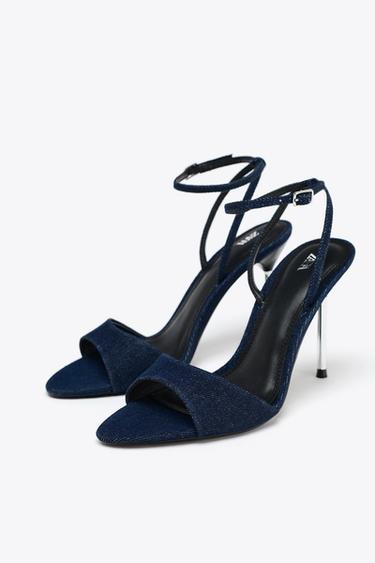 HIGH-HEELED DENIM SANDALS - Blue by Zara - Image 3