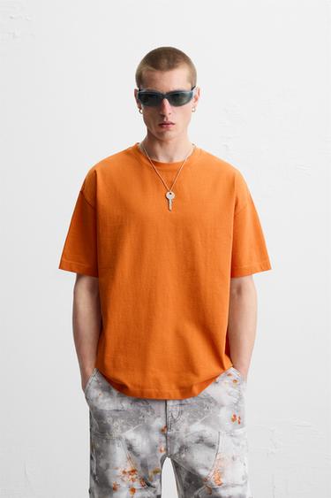 TRICOU HEAVY WEIGHT SIMPLU - Portocaliu de la Zara