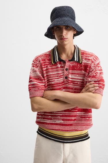CONTRAST KNIT POLO SHIRT - Red by Zara - Image 5