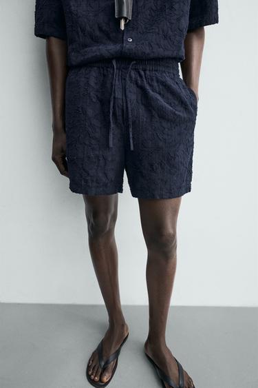 SHORT JACQUARD TEXTURÉ - Bleu marine de Zara - Image 4