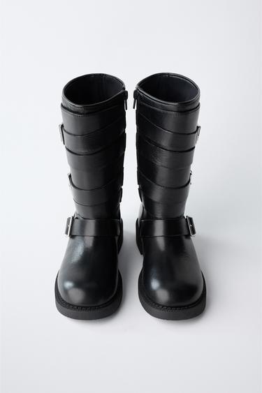 BUCKLED LEATHER BOOTS - Black by Zara - Image 4
