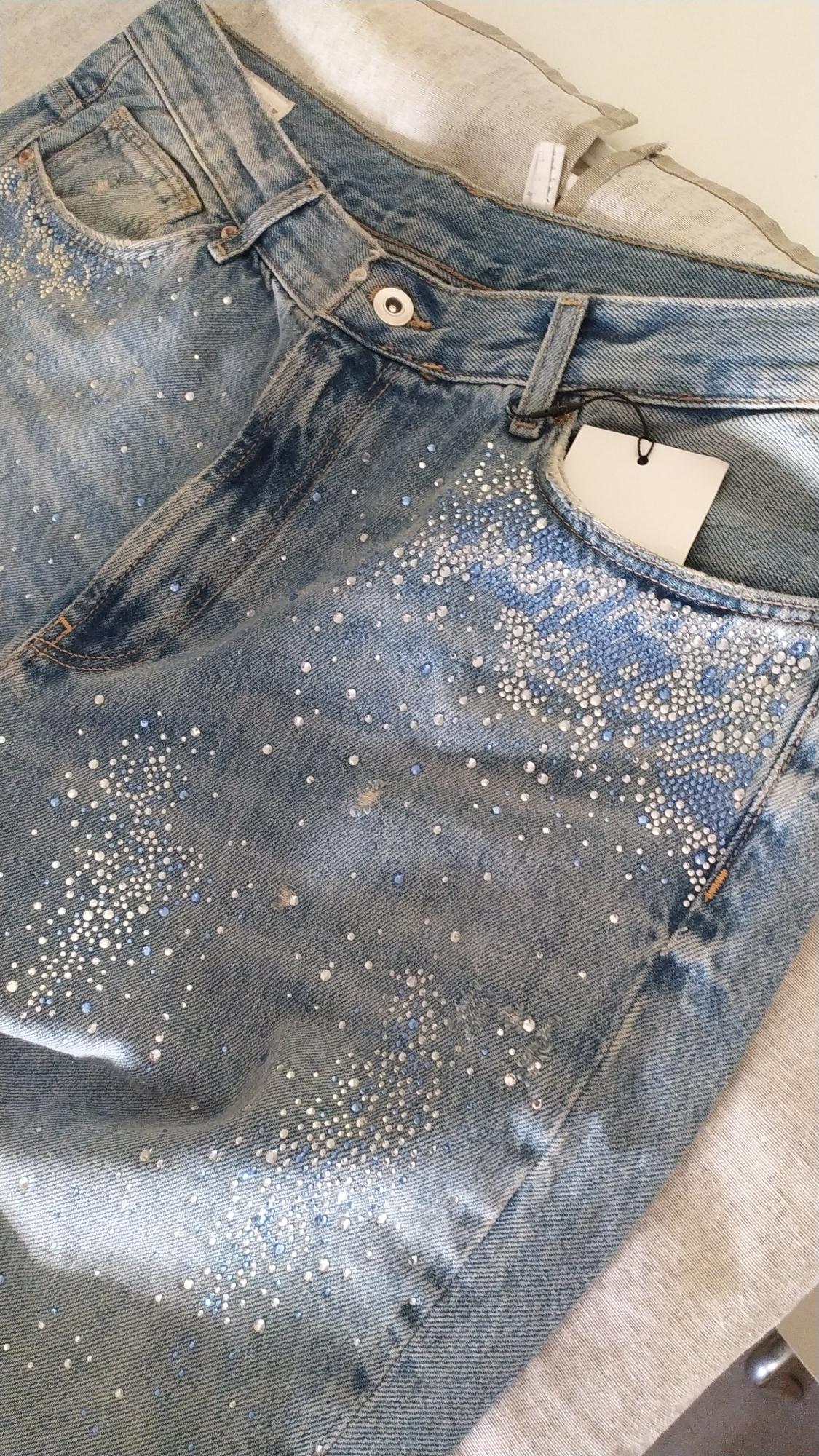 TRF RIPPED WIDE-LEG RHINESTONE JEANS - Image 3