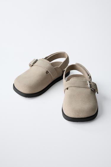 SPLIT SUEDE LEATHER CLOGS - Ecru White by Zara - Image 2