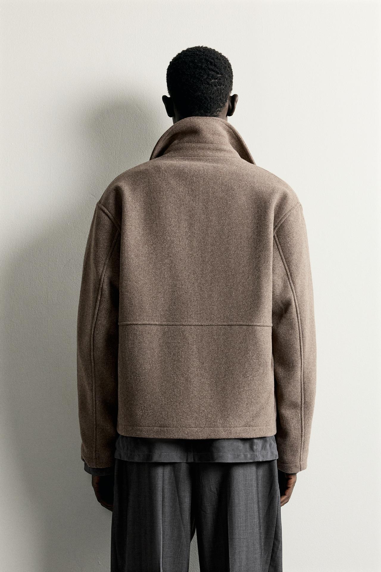 WOOL-BLEND REGULAR FIT JACKET — taupe brown