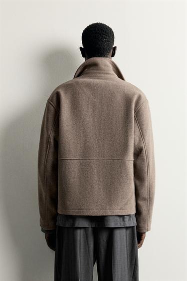 WOOL-BLEND REGULAR FIT JACKET — taupe brown 2