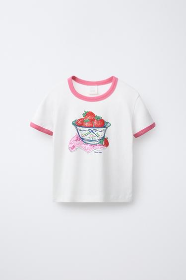 CAMISETA ESTAMPADO FRESAS - Blanco de Zara