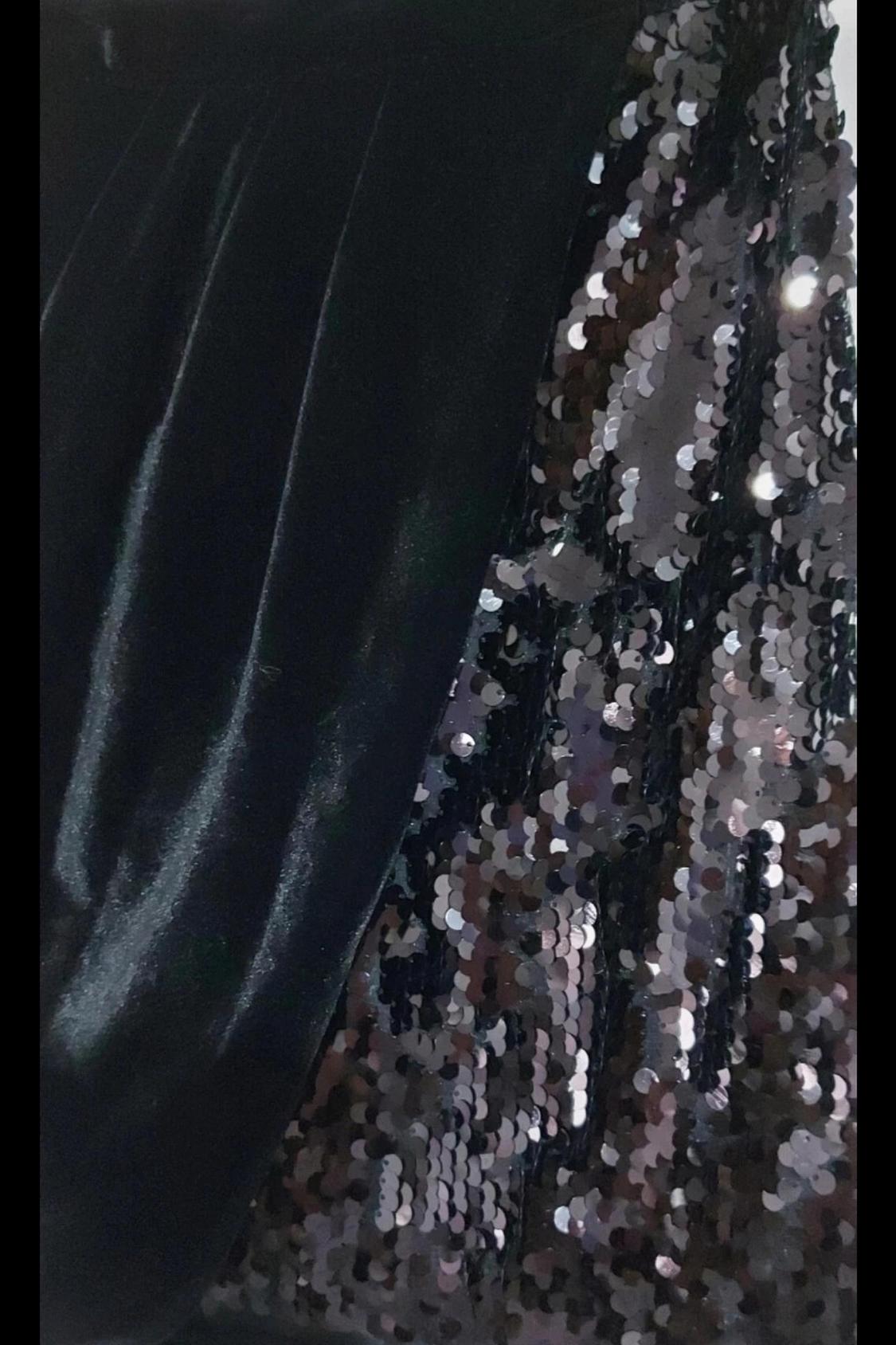 CONTRASTING SEQUINNED VELVET SKIRT - Image 2