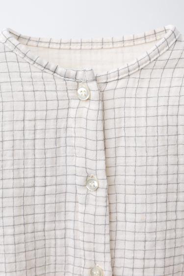 CHECK COTTON GAUZE BODYSUIT - Ecru by Zara - Image 2