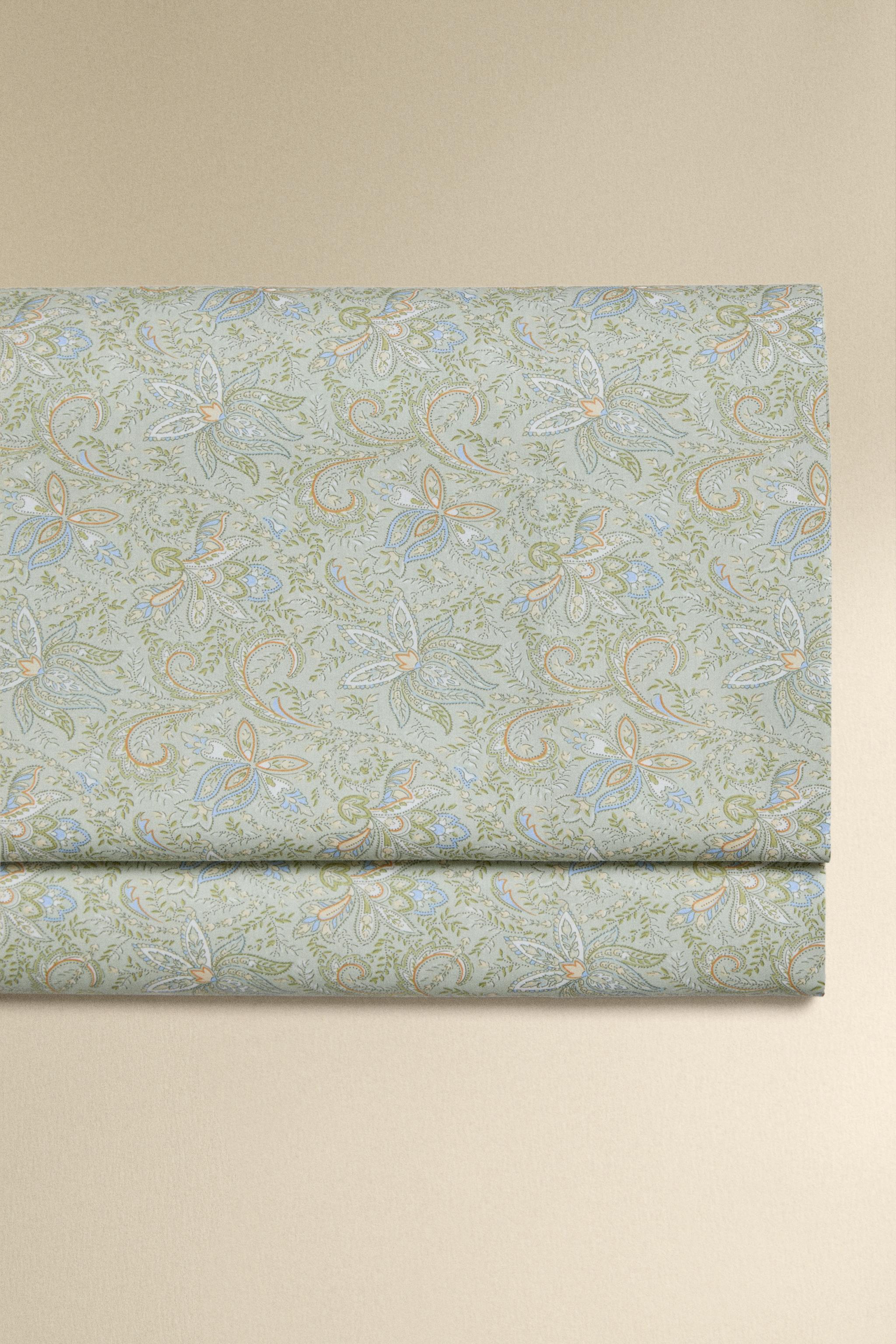 PAISLEY SATEEN FLAT SHEET - Green | ZARA United States