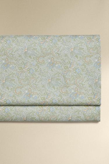 PAISLEY SATEEN FLAT SHEET - Green by Zara