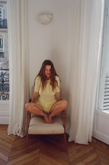 PANTALÓNS CURTOS MESTURA ALGODÓN BOTÓNS - Amarelo de Zara