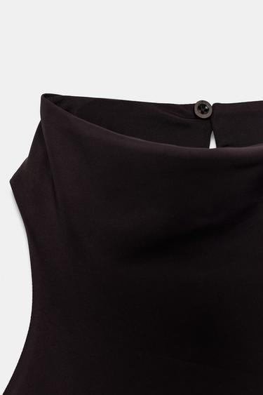 ROBE HALTER EN DENTELLE - Marron de Zara - Image 6