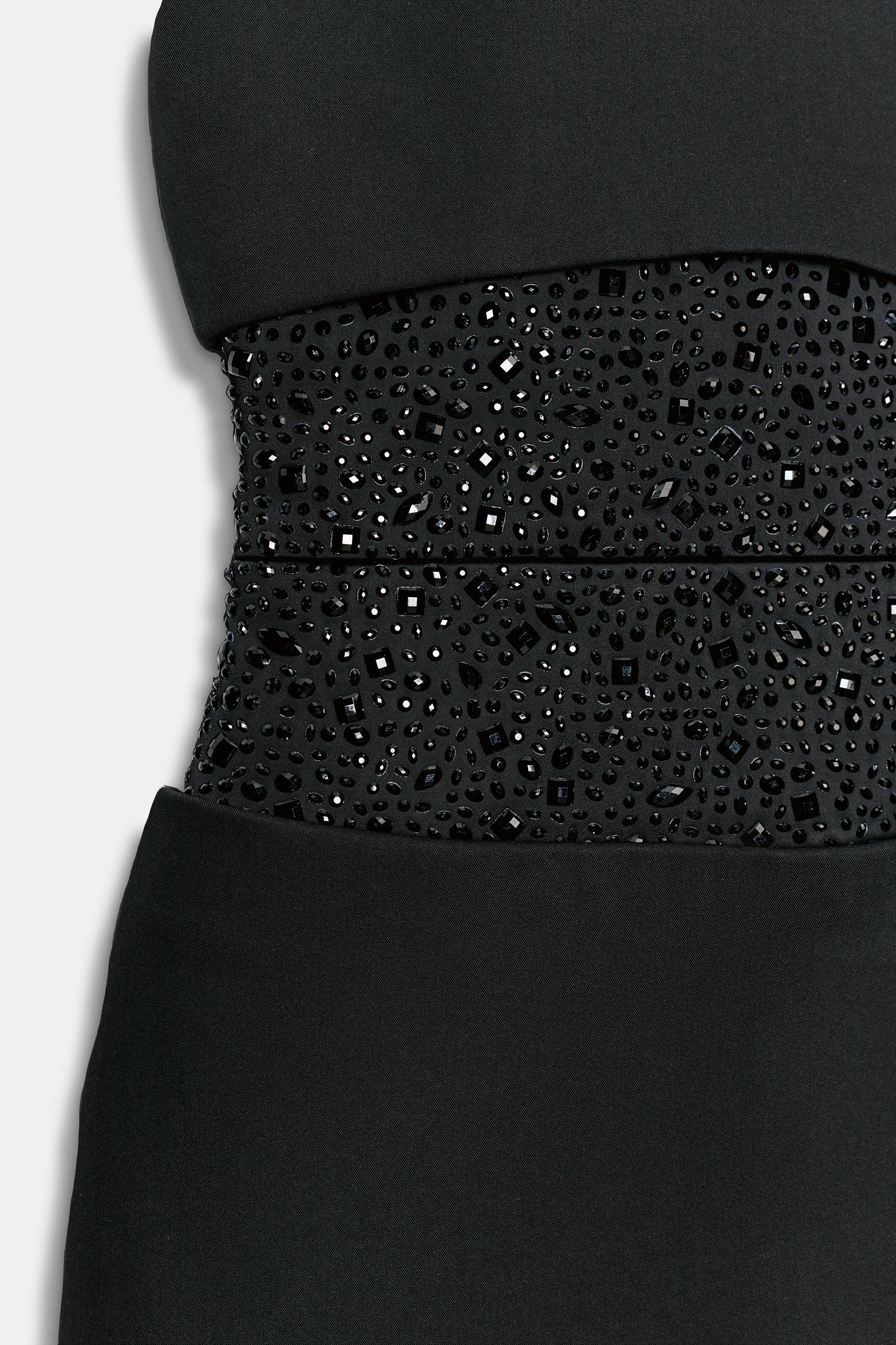 RHINESTONE-DETAIL MINI DRESS