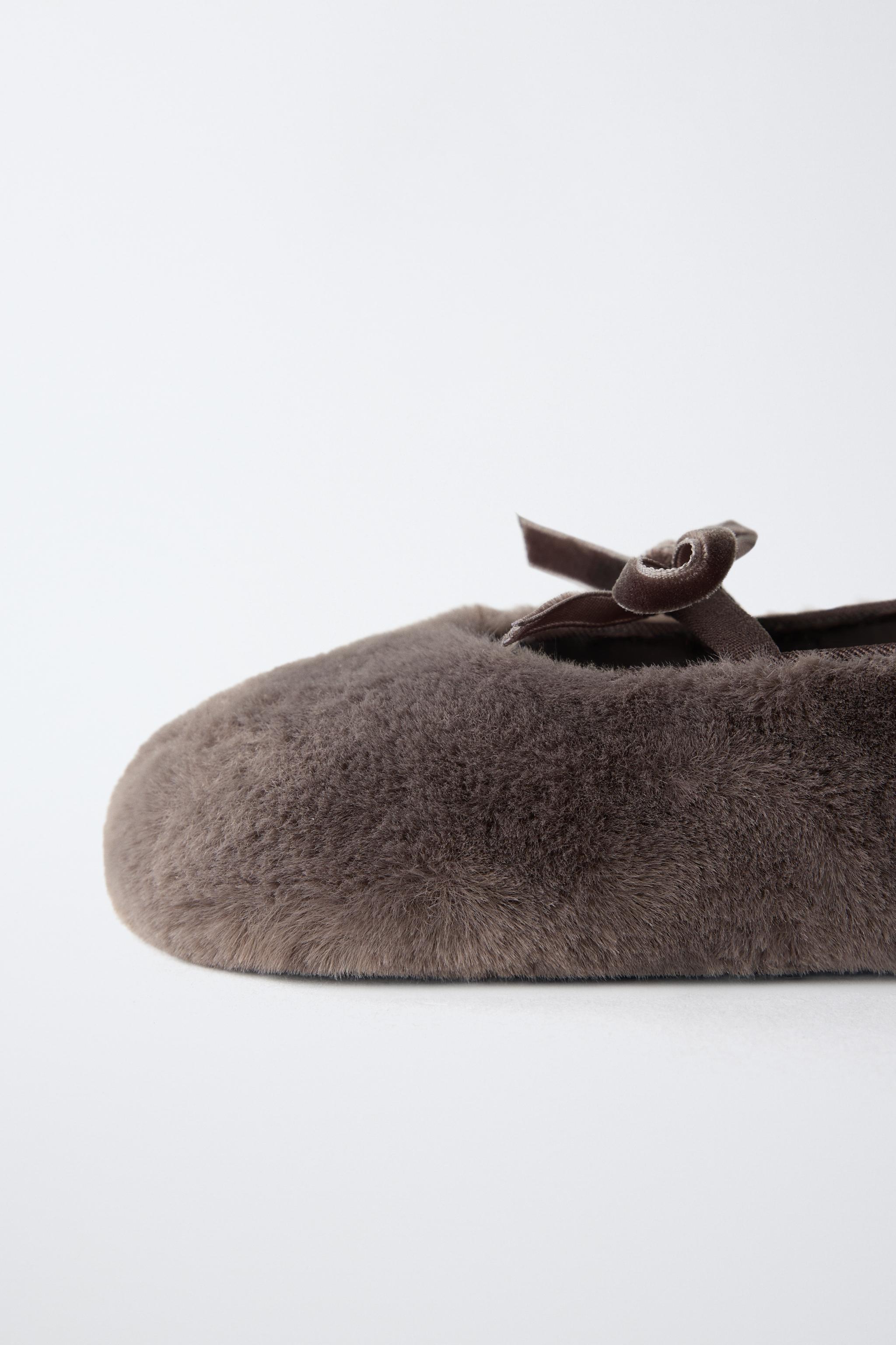 BALLERINES EFFET FOURRURE ET NŒUD
