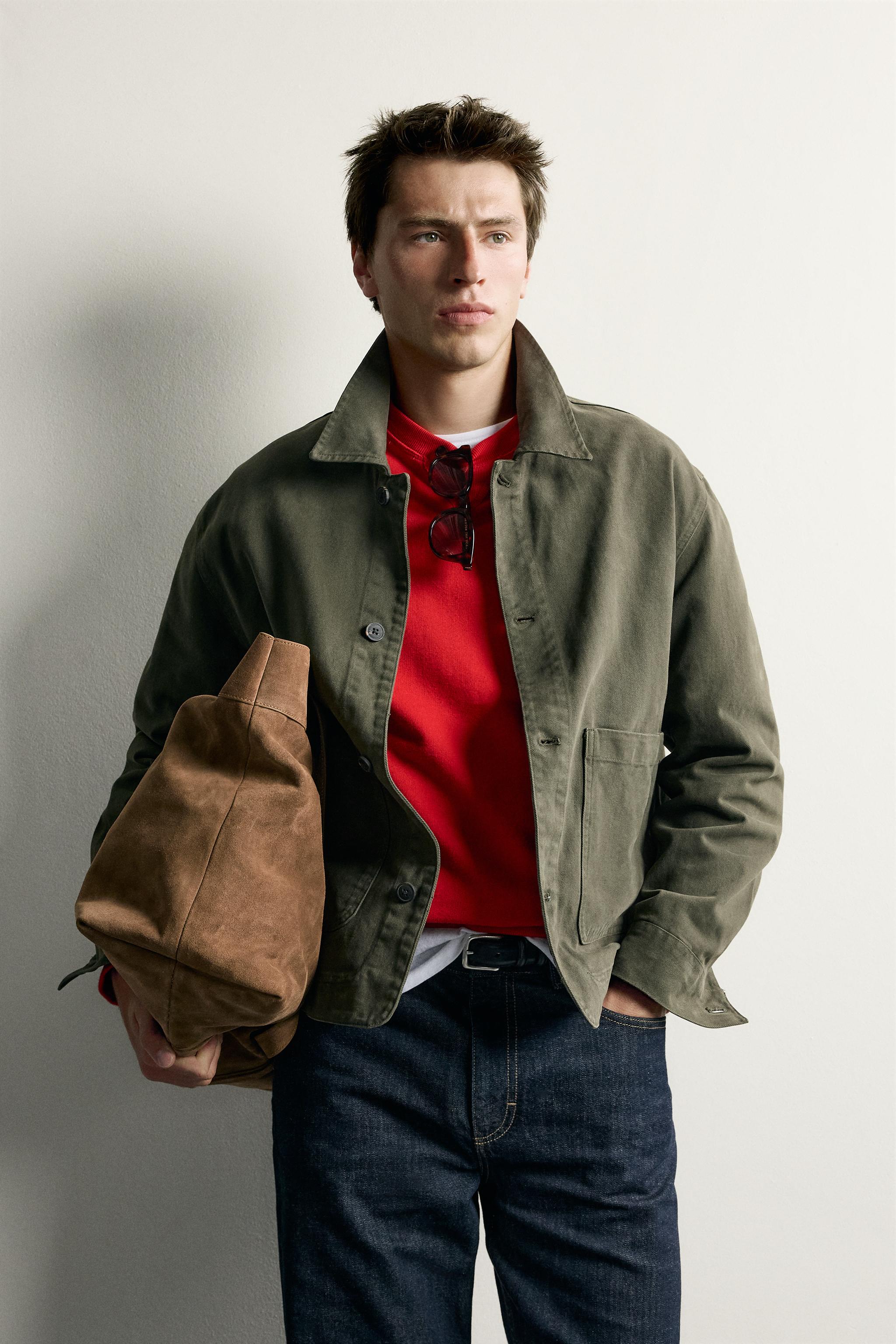 RELAXED FIT POCKET OVERSHIRT — Khaki