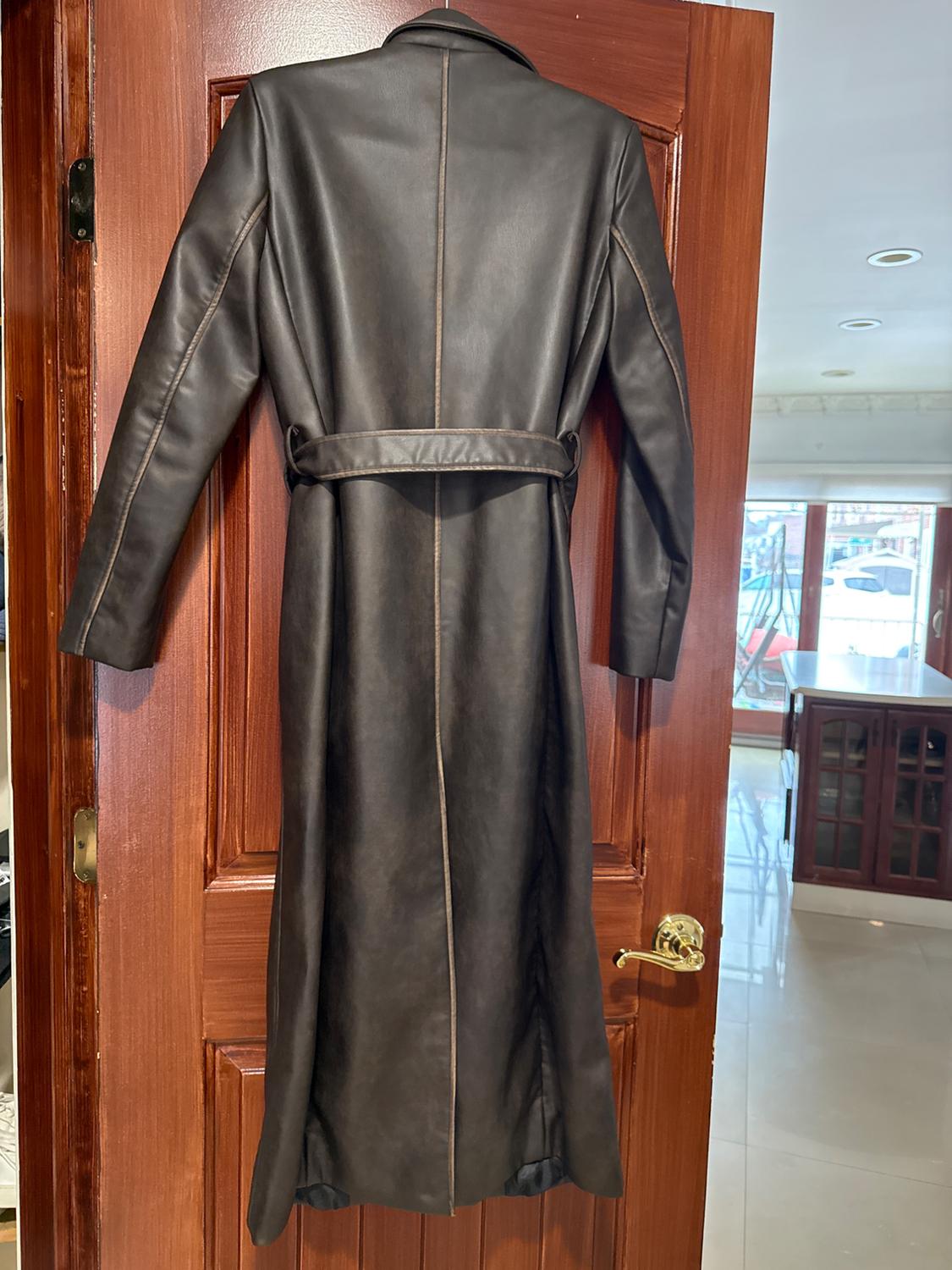 DISTRESSED FAUX LEATHER COAT - Image 3