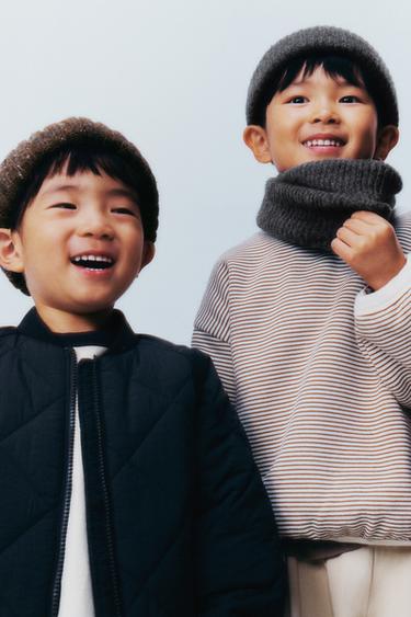 3-14 YEARS / BUTTON KNIT BEANIE WITH WOOL - Brown by Zara