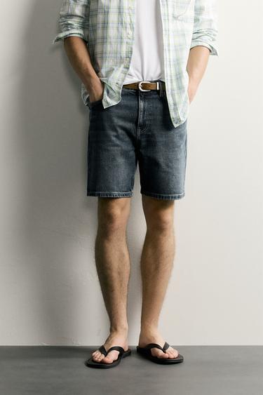 REGULAR FIT DENIM BERMUDA SHORTS - Blue by Zara