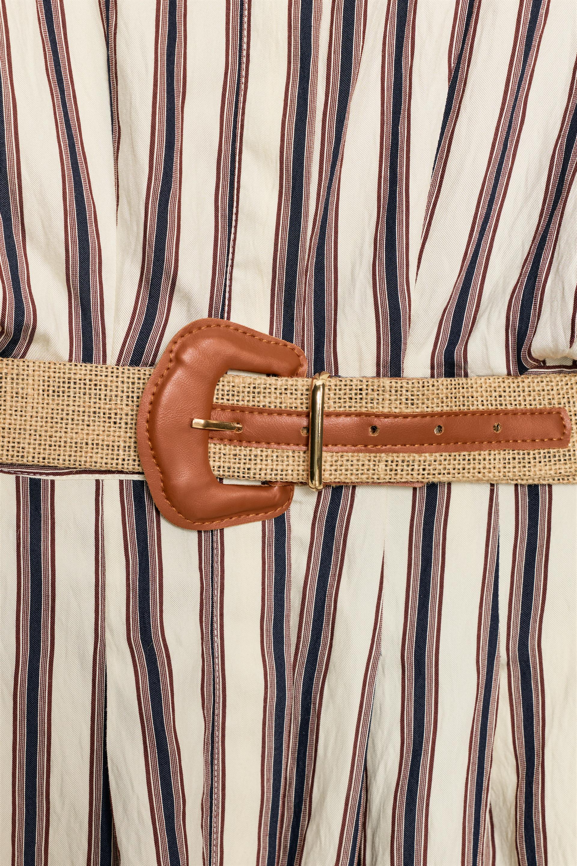 STRIPED BELTED MIDI DRESS thumbnail 9