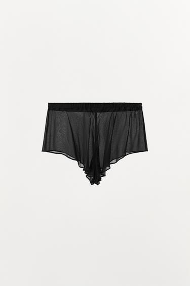 SHORT AVEC DÉTAIL EN CROCHET - Noir de Zara - Image 3