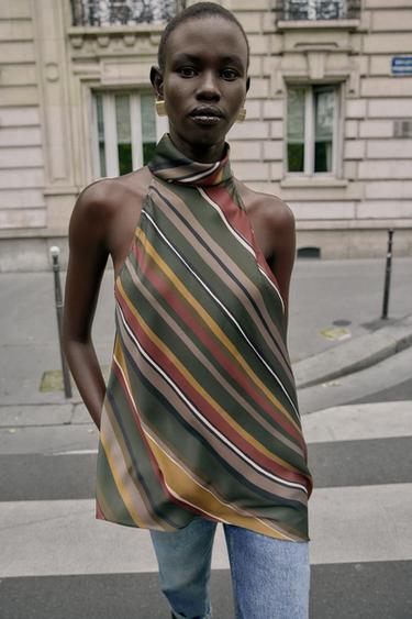 TOP RAYURES ASYMÉTRIQUE - Multicolore de Zara - Image 1