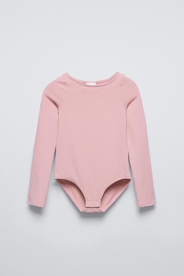 LONG SLEEVE POLYAMIDE BODYSUIT - Pink by Zara