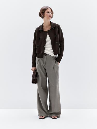 Zara 100% cotton double-breasted knit cardigan - Brown