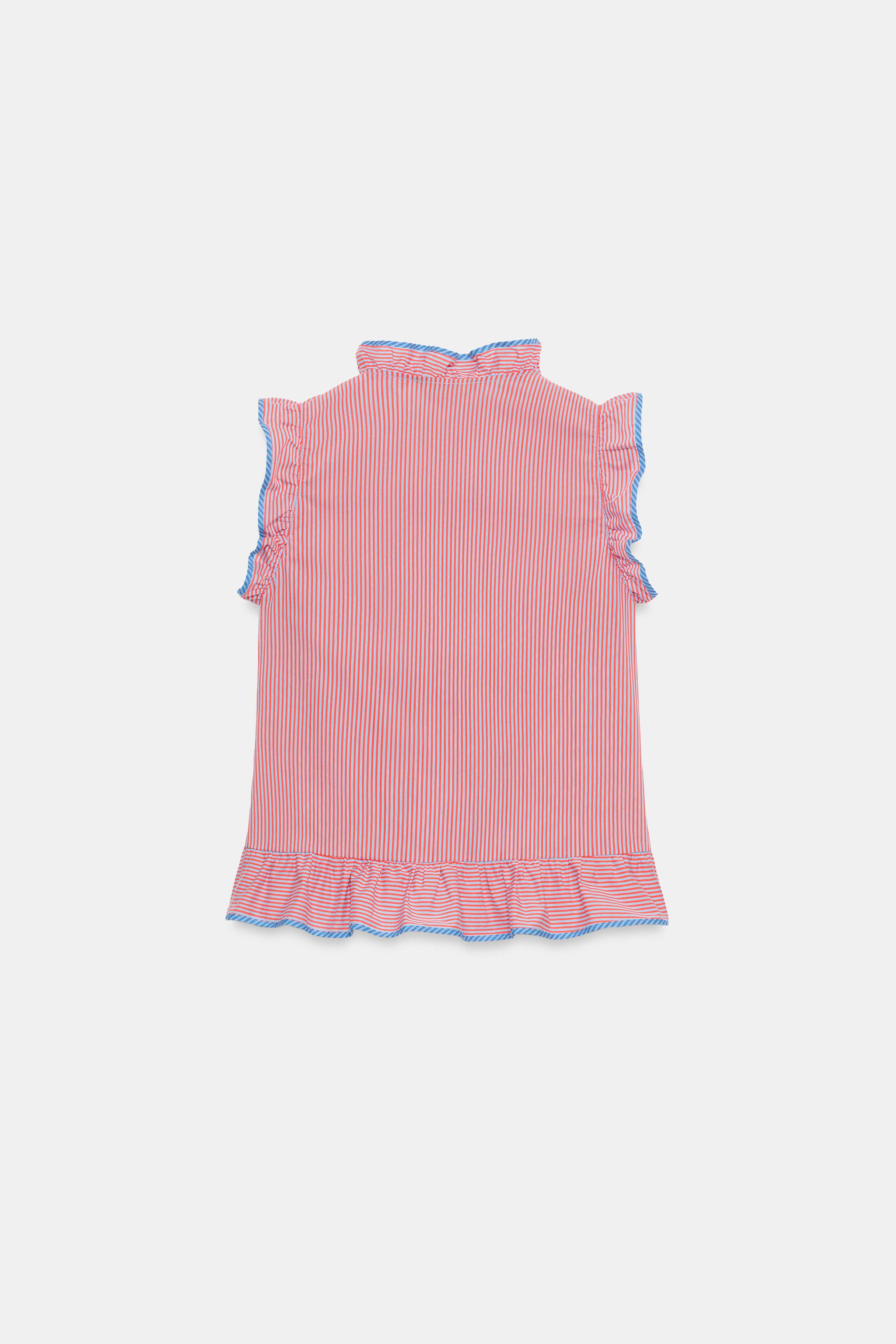 STRIPED RUFFLE BLOUSE