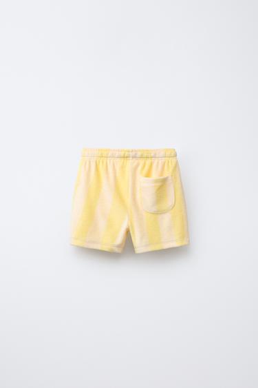 STRIPED TOWELLING BERMUDA SHORTS - Yellow by Zara - Image 1