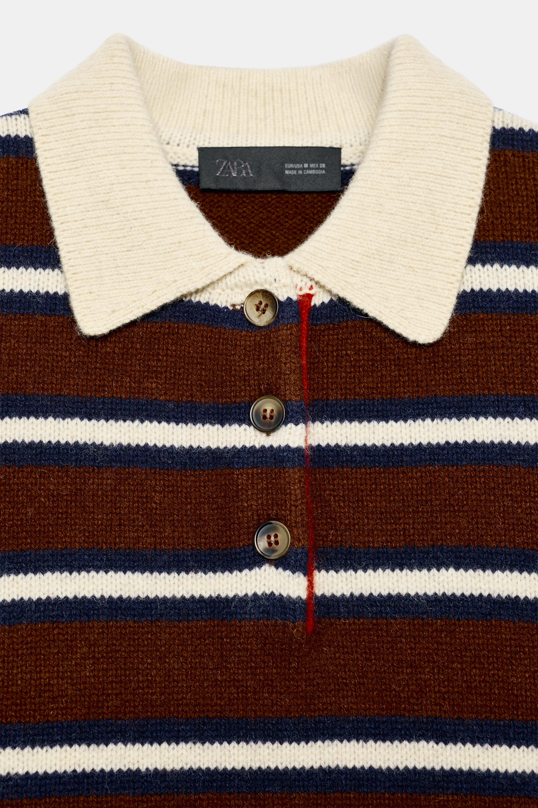 100% WOOL STRIPED POLO