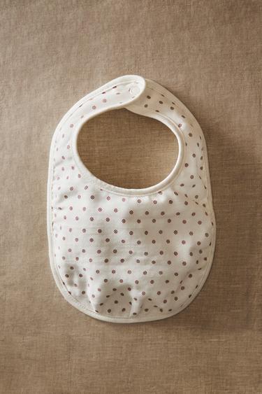 CHILDREN'S BIB WITH MINI FLORAL DESIGN - Oyster-white by Zara