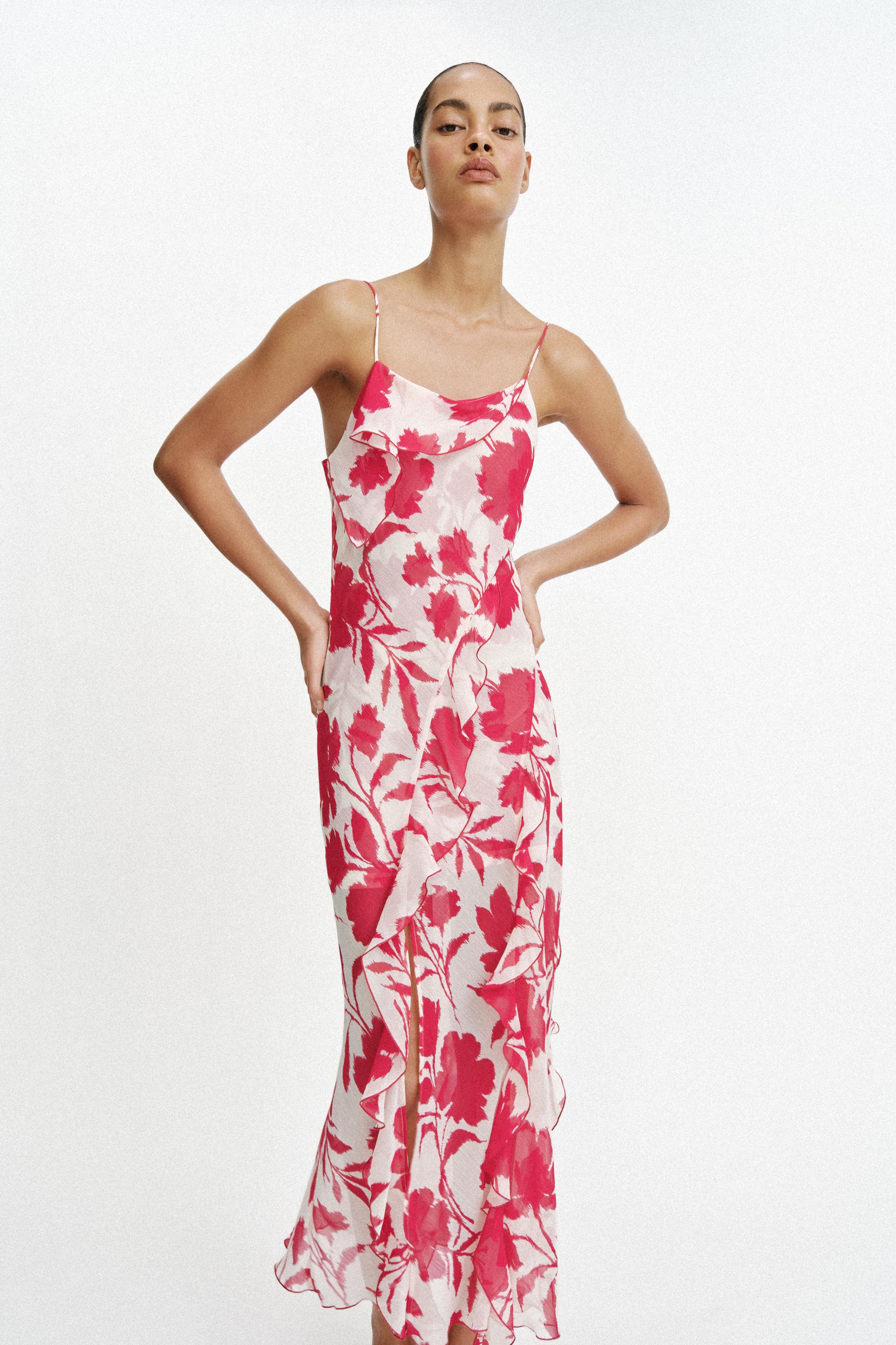 PRINTED LINGERIE STYLE MIDI DRESS